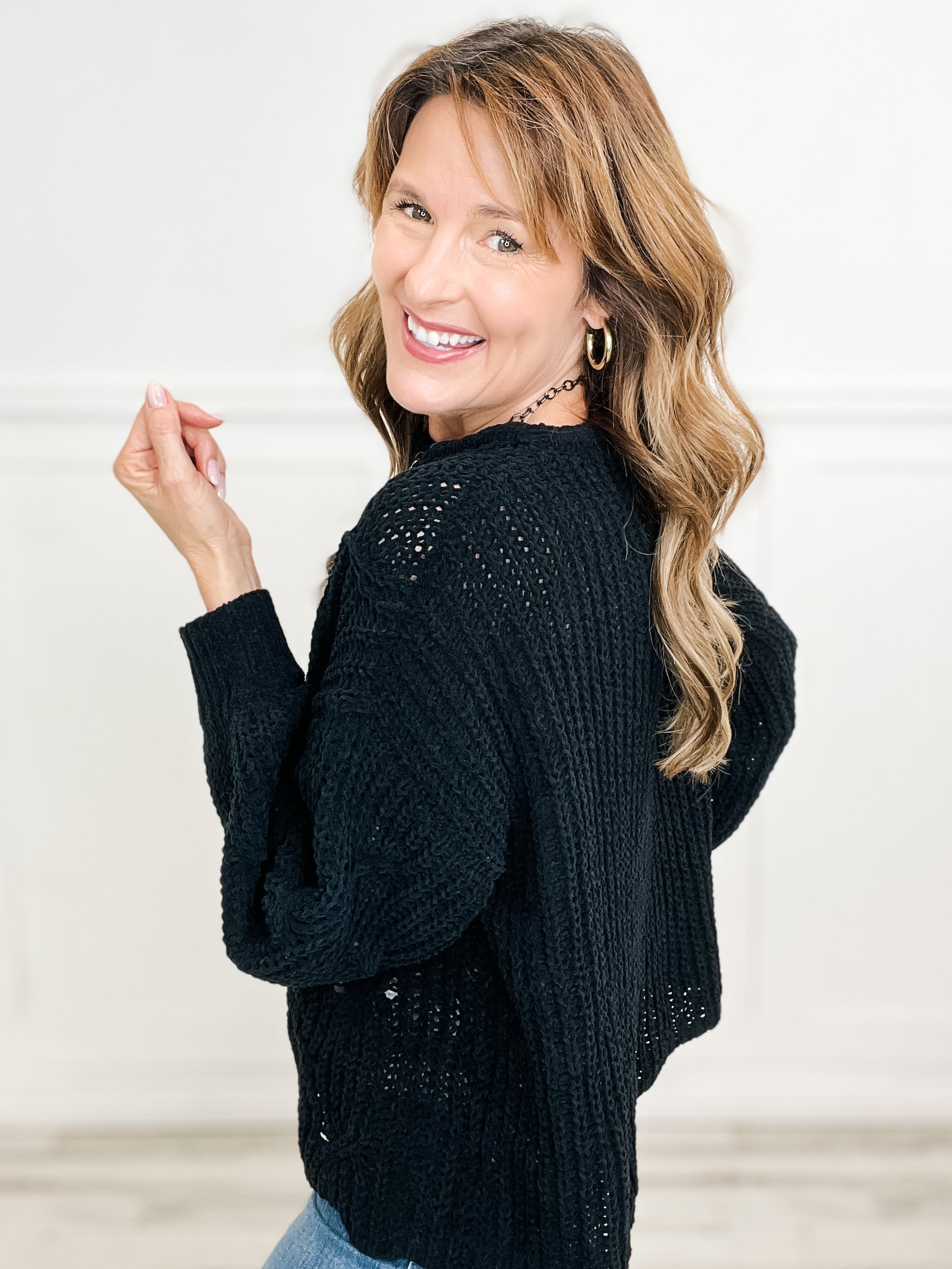 Long Bubble Sleeve Knit Sweater