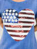 Urban Ribbed Short Sleeve Top with American Flag Heart Sequins Patch