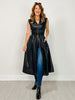 Faux Leather Sleeveless Midi Dress