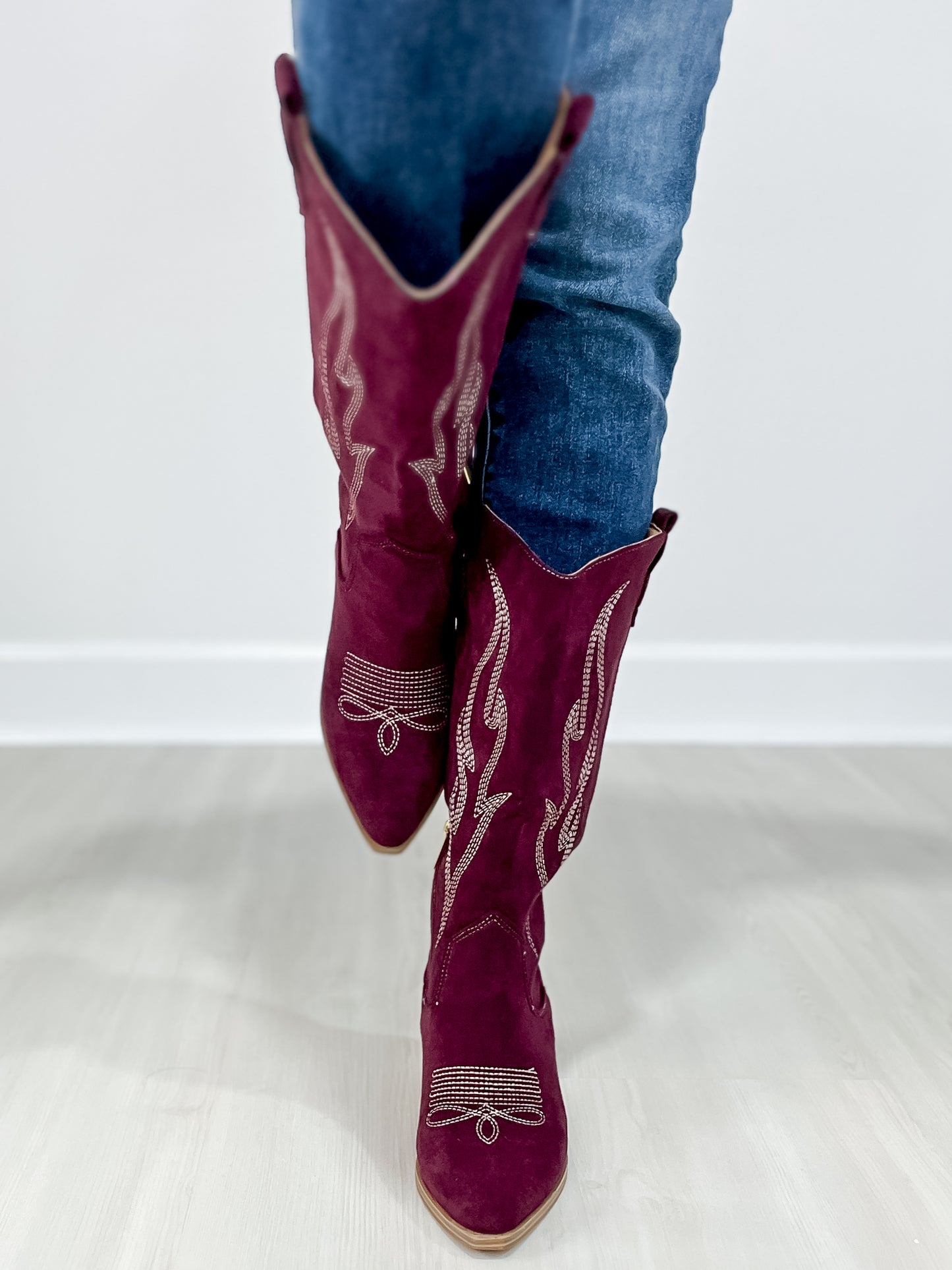 Corkys Headliner Boots in Wine Faux Suede