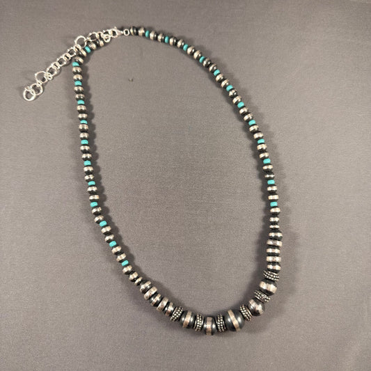 Turquoise and Rope Bead Navajo Pearl Necklace