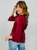 Solid Lizzy 3/4 Bell Sleeve Top in Jewel Red