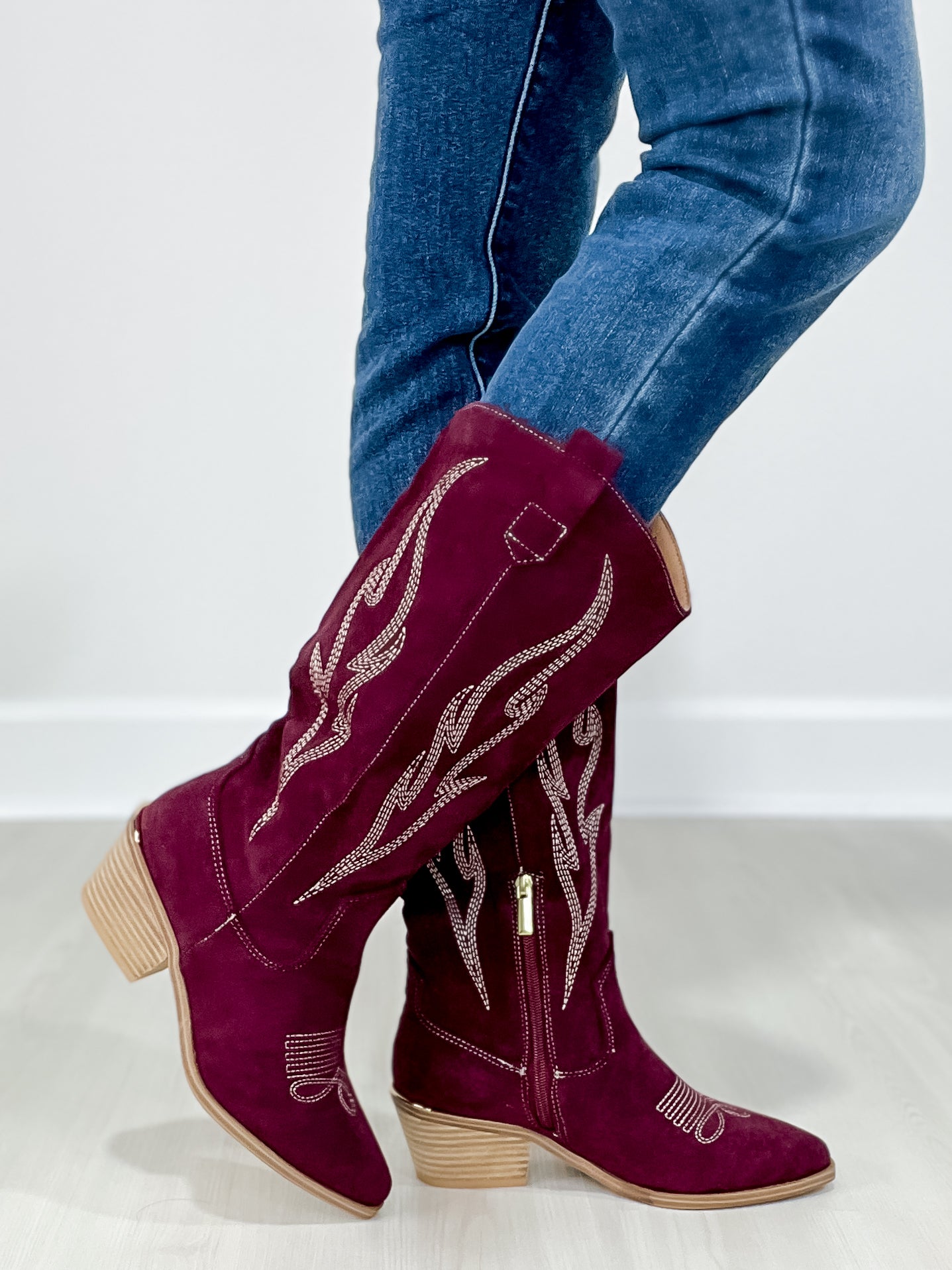 Corkys Headliner Boots in Wine Faux Suede