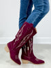 Corkys Headliner Boots in Wine Faux Suede