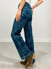Dark Wash High Rise Western Printed Bootcut Jeans