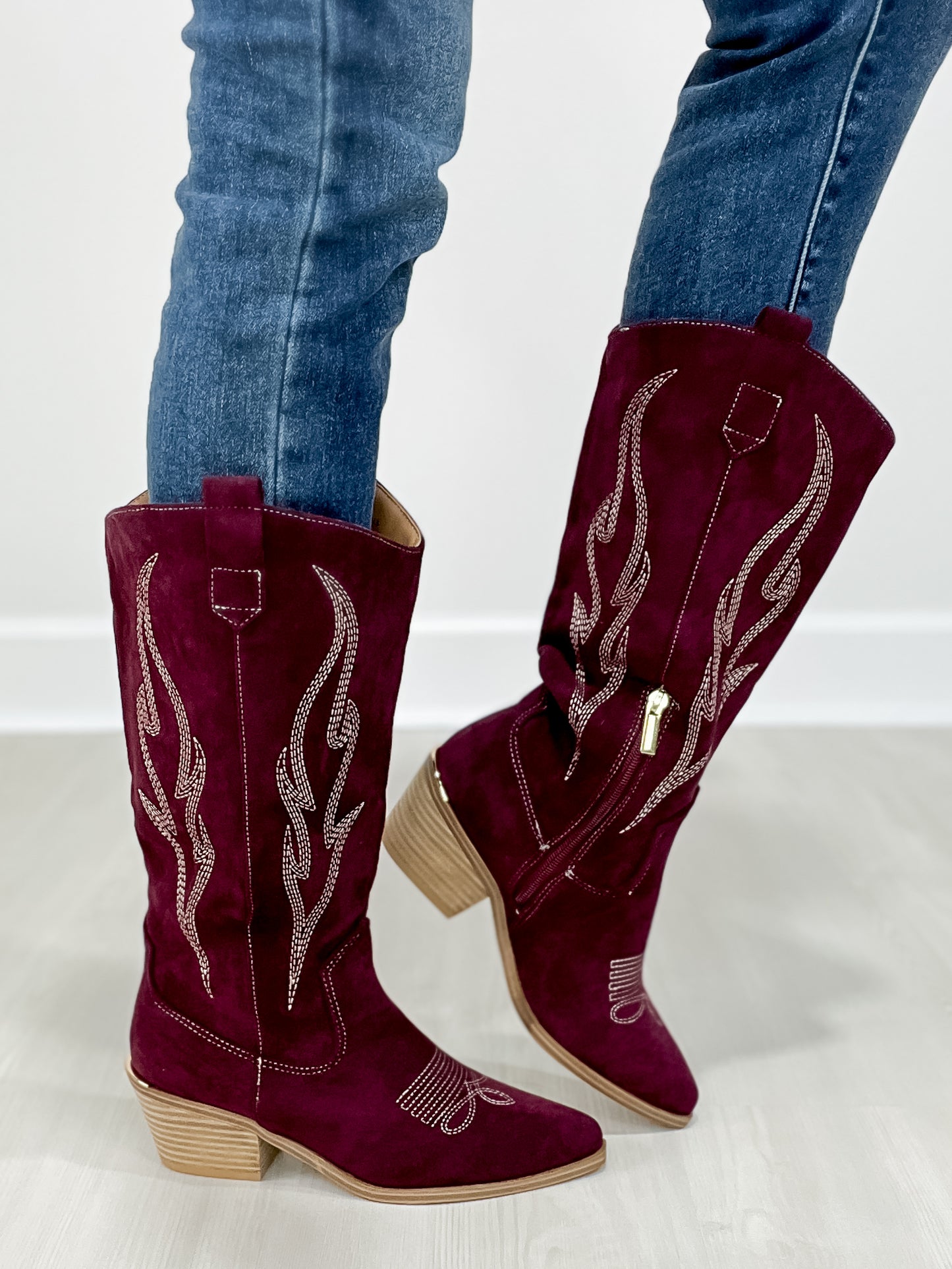 Corkys Headliner Boots in Wine Faux Suede