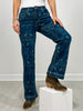 Dark Wash High Rise Western Printed Bootcut Jeans