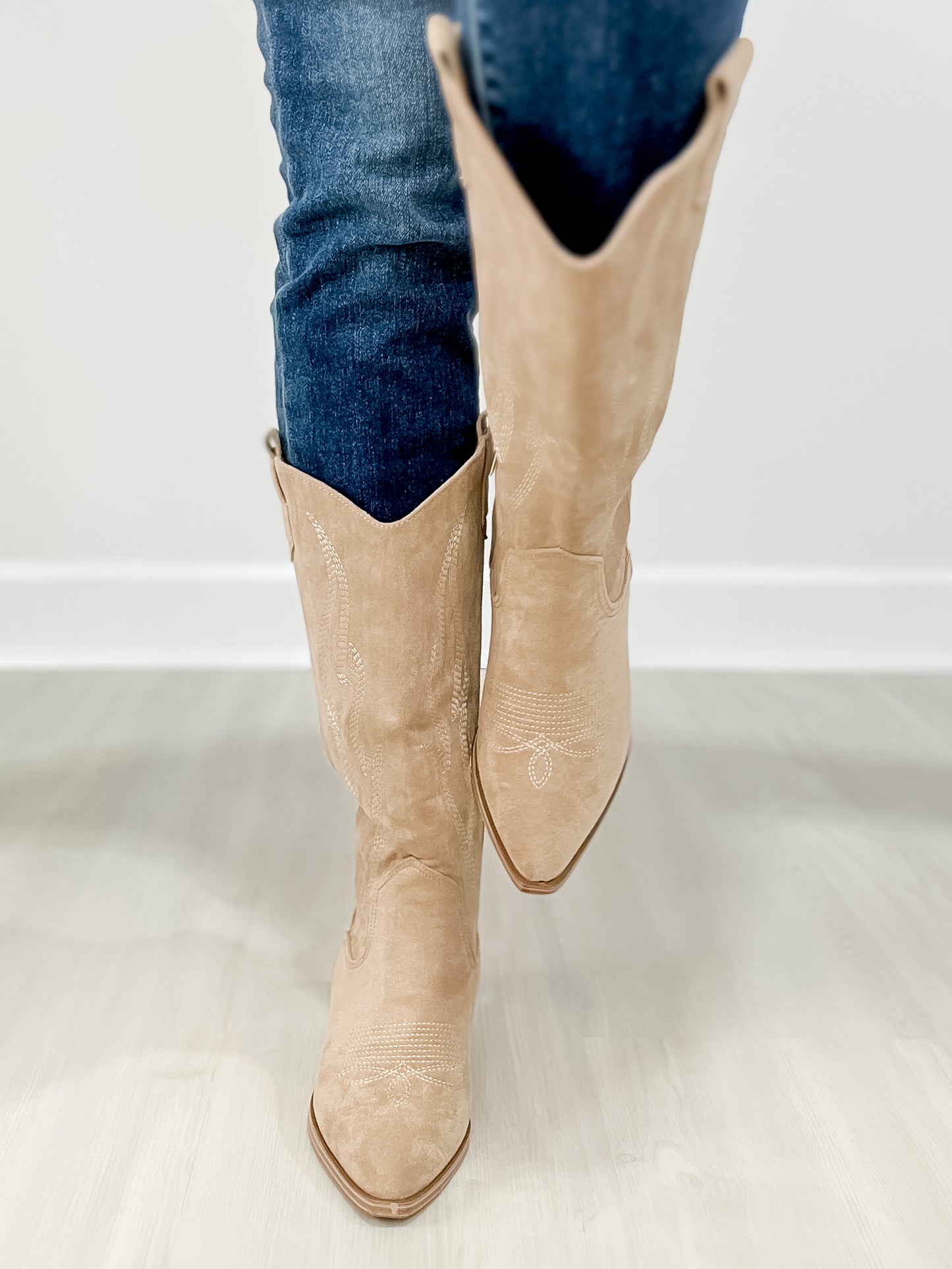 Corkys Headliner Boots in Sand Faux Suede