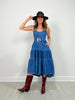 Tiered Denim Maxi Dress with Belt