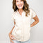 Pinstripe Button-Up Short Sleeve Collared Top