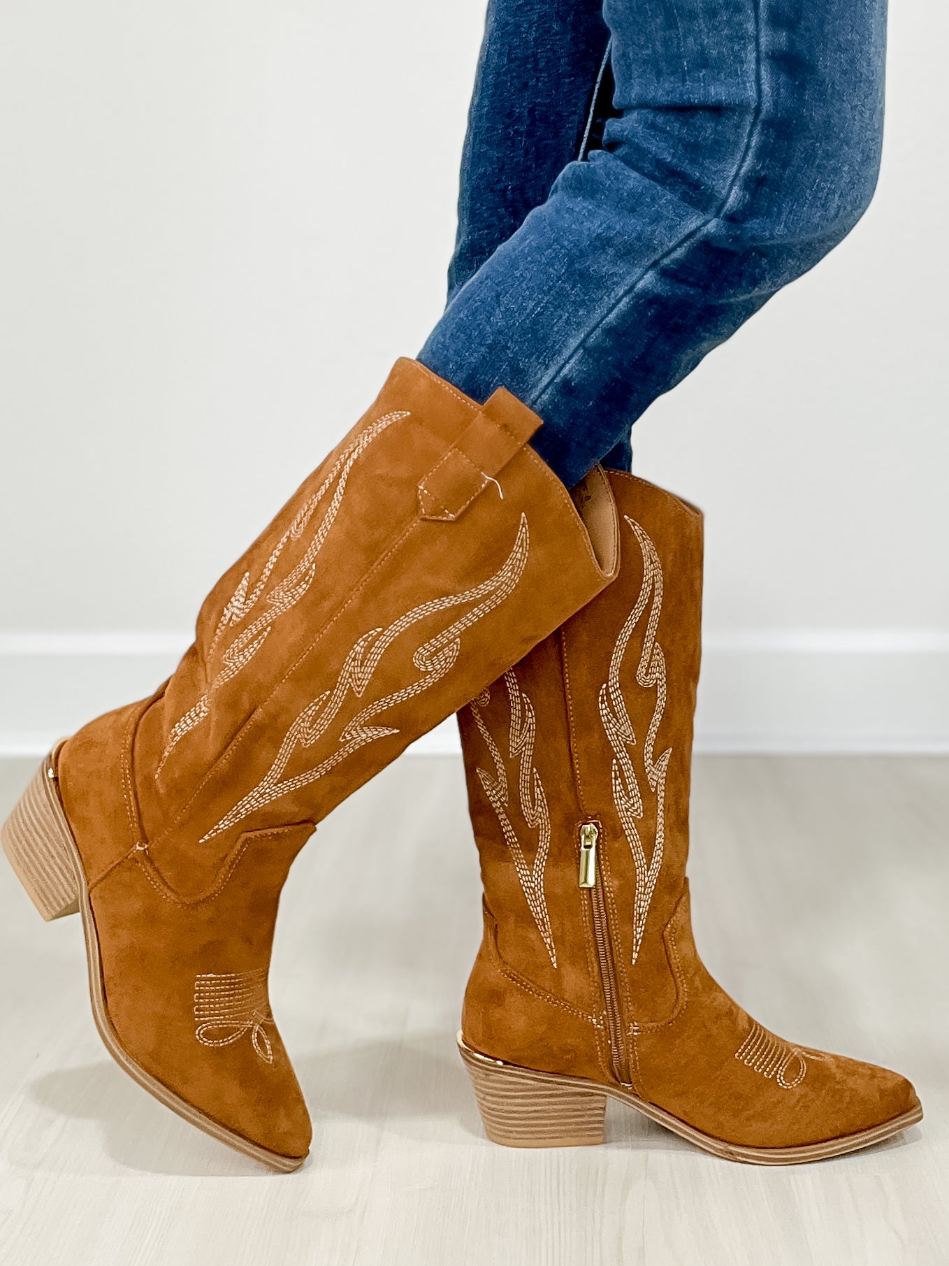 Corkys Headliner Boots in Tobacco Faux Suede