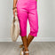 Flat Front with Elastic Waistband Capri Pants in Hot Pink
