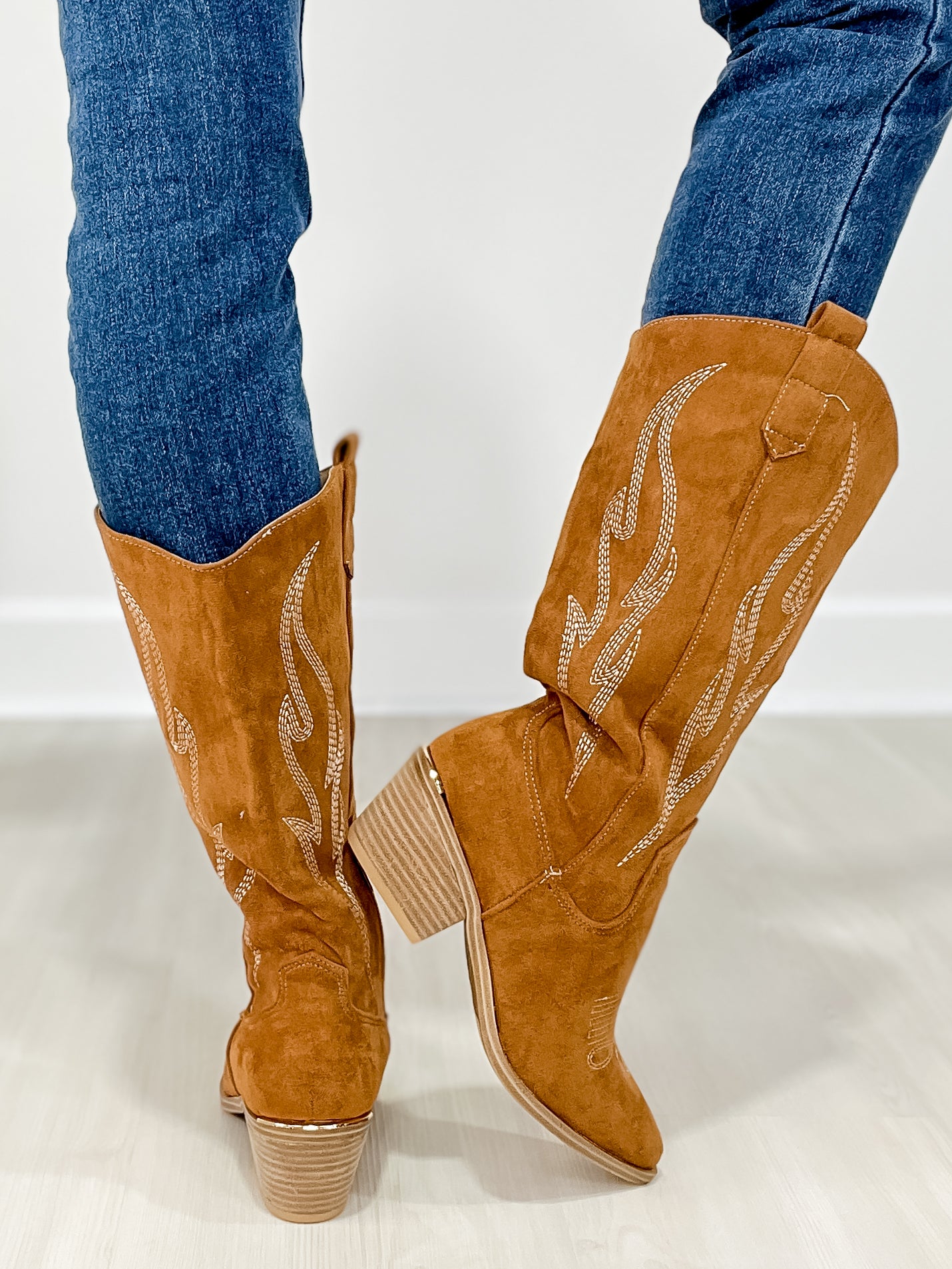 Corkys Headliner Boots in Tobacco Faux Suede