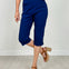 Flat Front with Elastic Waistband Capri Pants in Navy