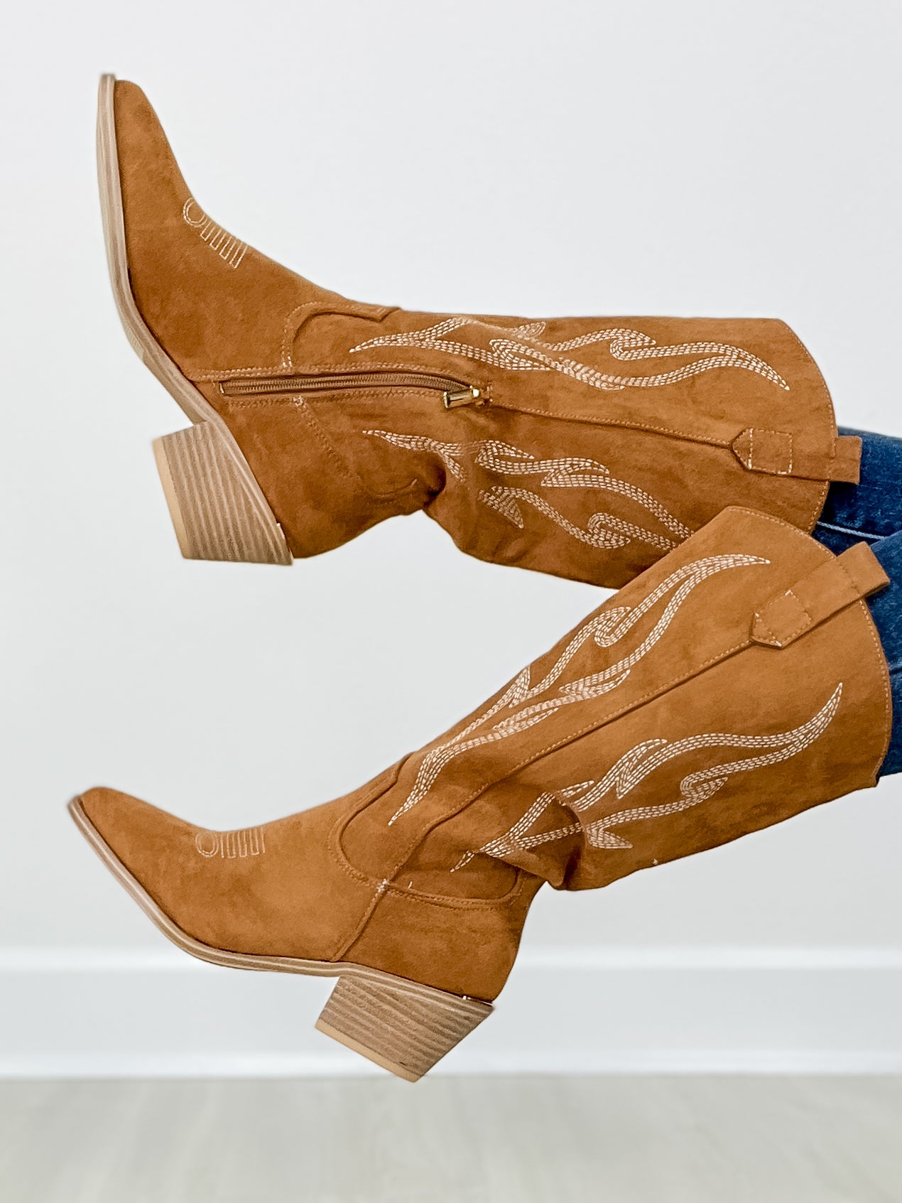 Corkys Headliner Boots in Tobacco Faux Suede