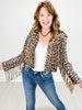 ANIMAL PRINT CROPPED FRINGE JACKET