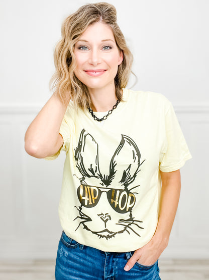 HIP HOP Rabbit Gold Foil Graphic Tee