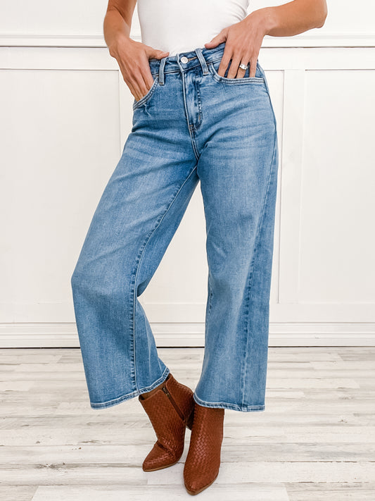 Vervet Tummy Control HIGH ROAD Hi-Rise Baggy Cropped Wide Leg Jeans