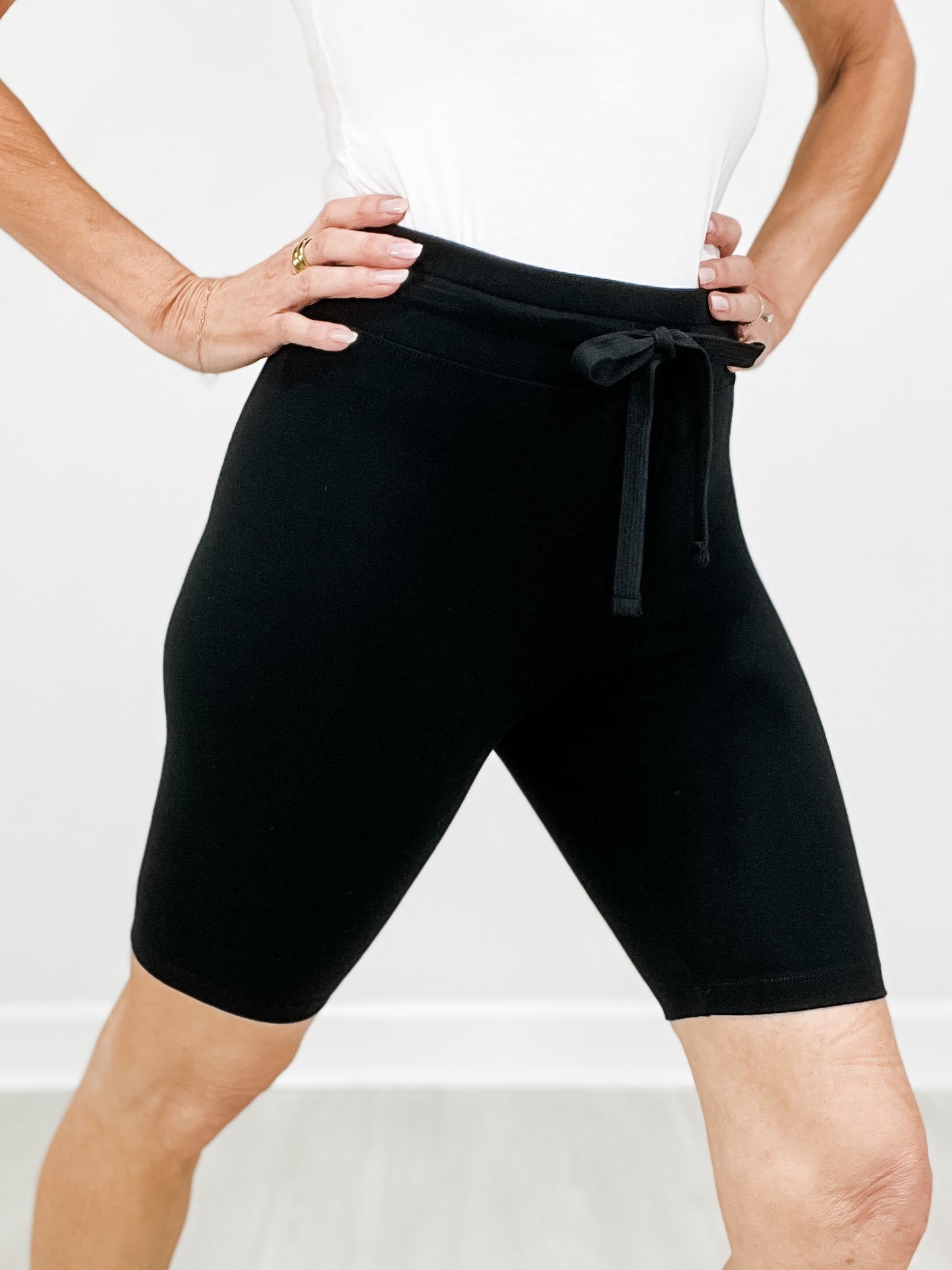 Cotton Lycra Drawstring Waist Biker Shorts