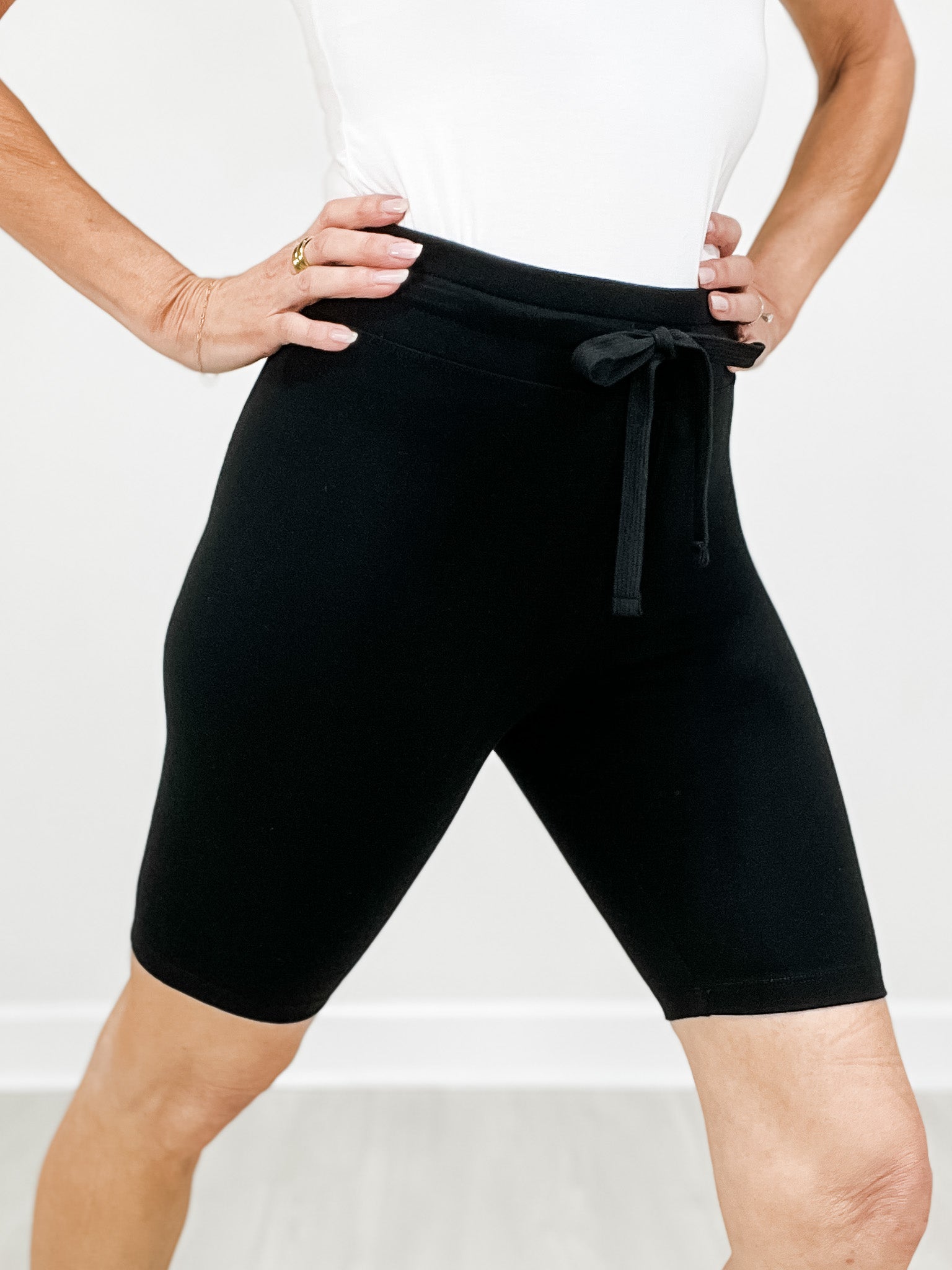 Cotton Lycra Drawstring Waist Biker Shorts