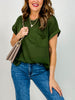 Cuffed Short Sleeve Top With Chest Pocket
