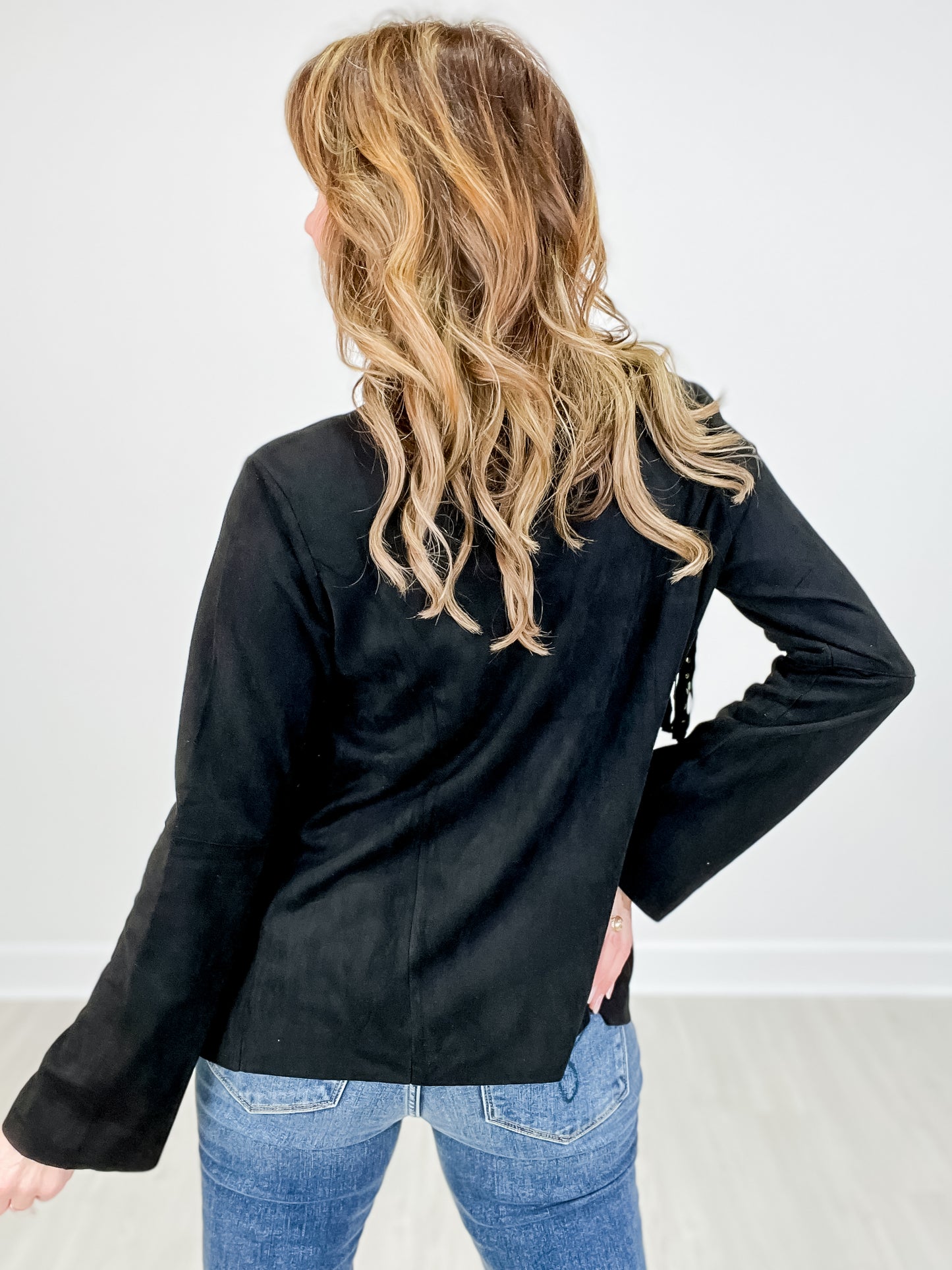 SUEDE NAILHEAD FRINGED JACKET