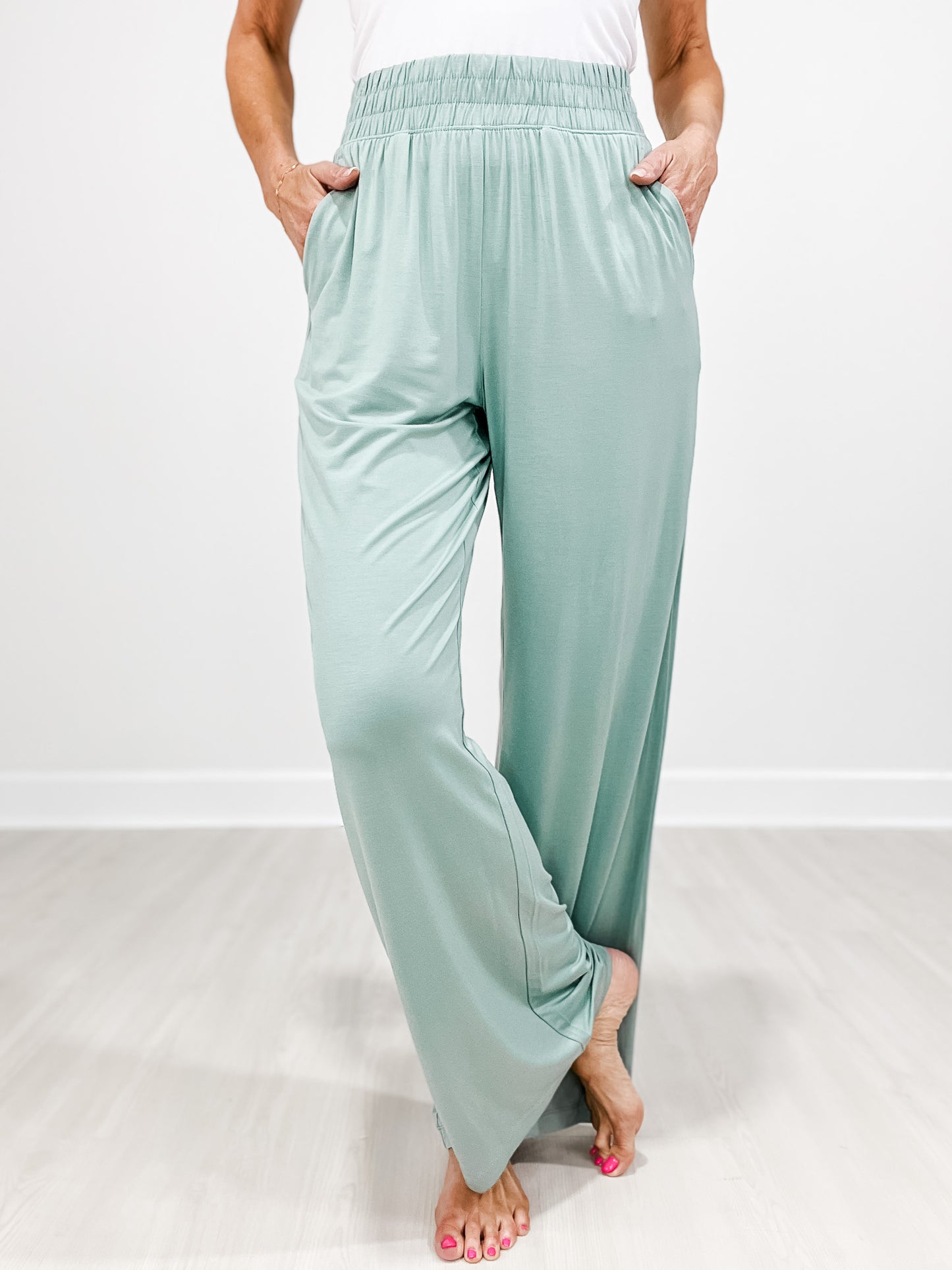 Viscose Elastic Waist Modal Wide Leg Pants