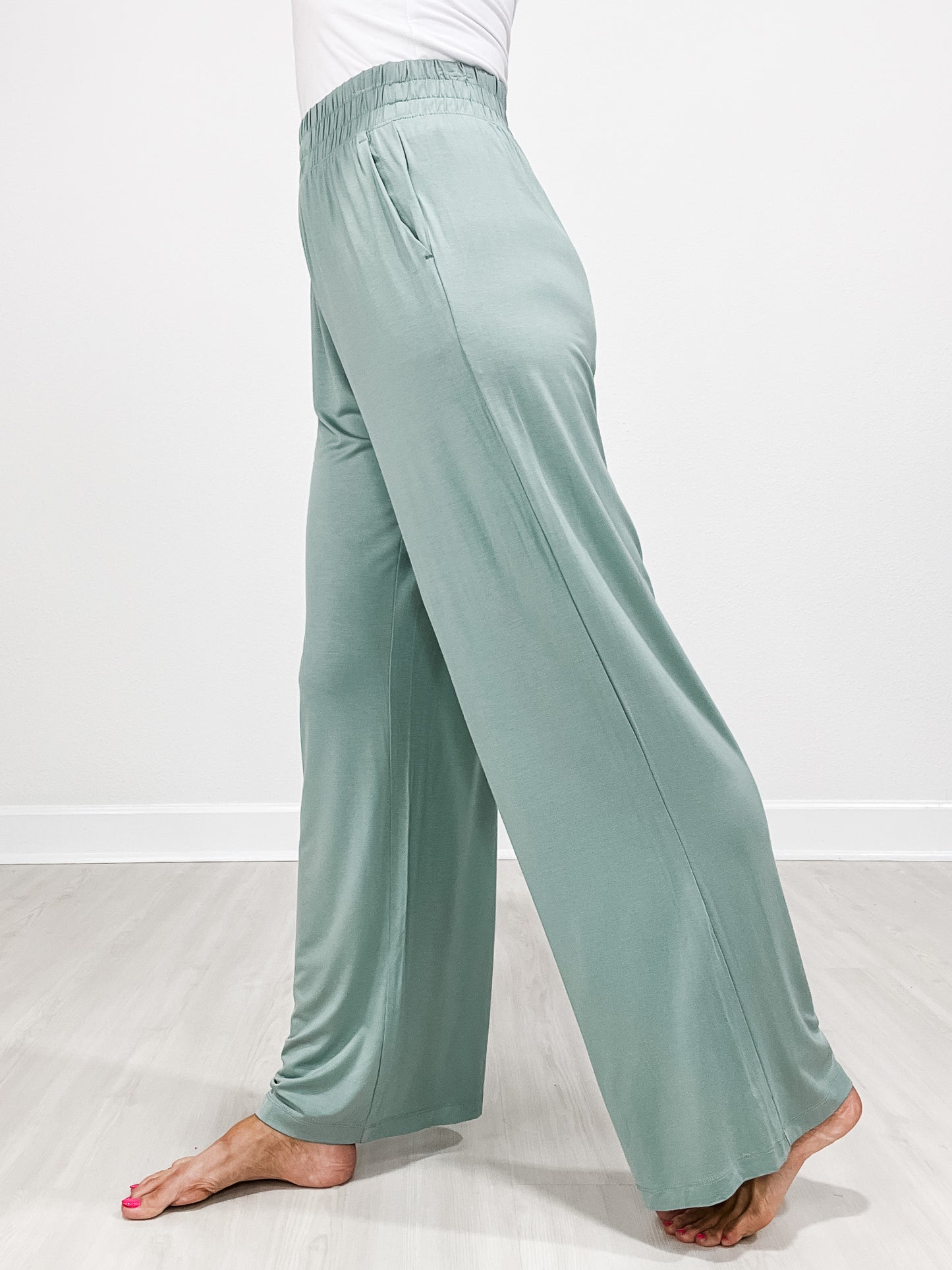 Viscose Elastic Waist Modal Wide Leg Pants
