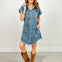 Frayed Hem Denim Shirt Dress