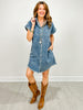 Frayed Hem Denim Shirt Dress