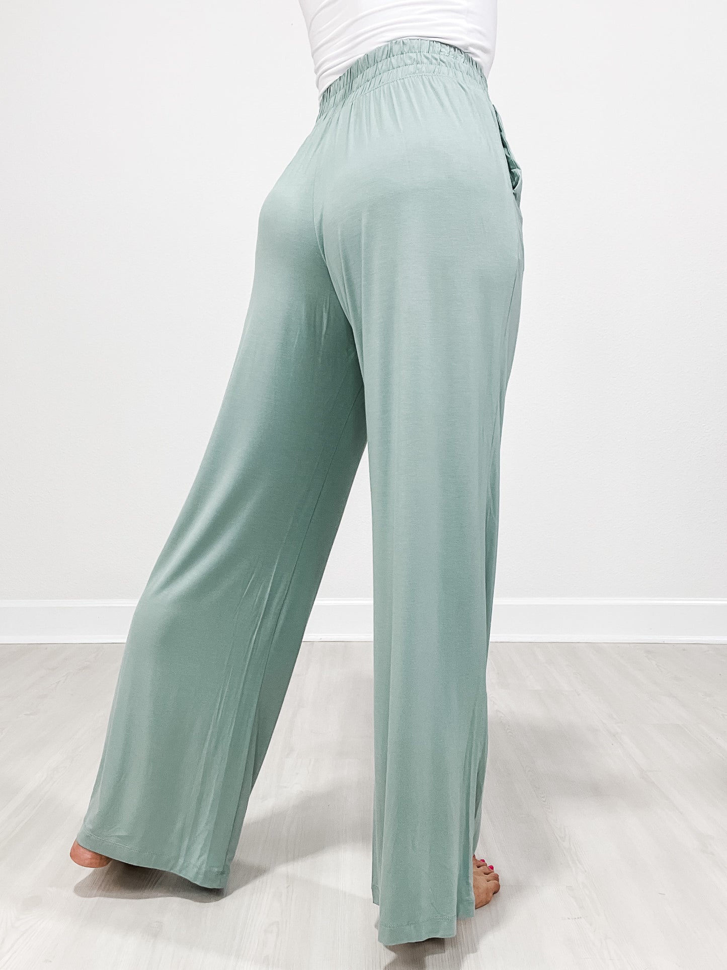 Viscose Elastic Waist Modal Wide Leg Pants
