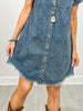 Frayed Hem Denim Shirt Dress