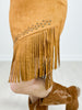 SUEDE FRINGE SKIRT WITH STUDS