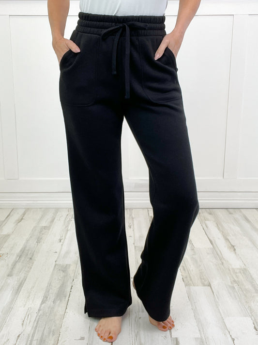 All Day French Terry Straight Leg Pant in Black