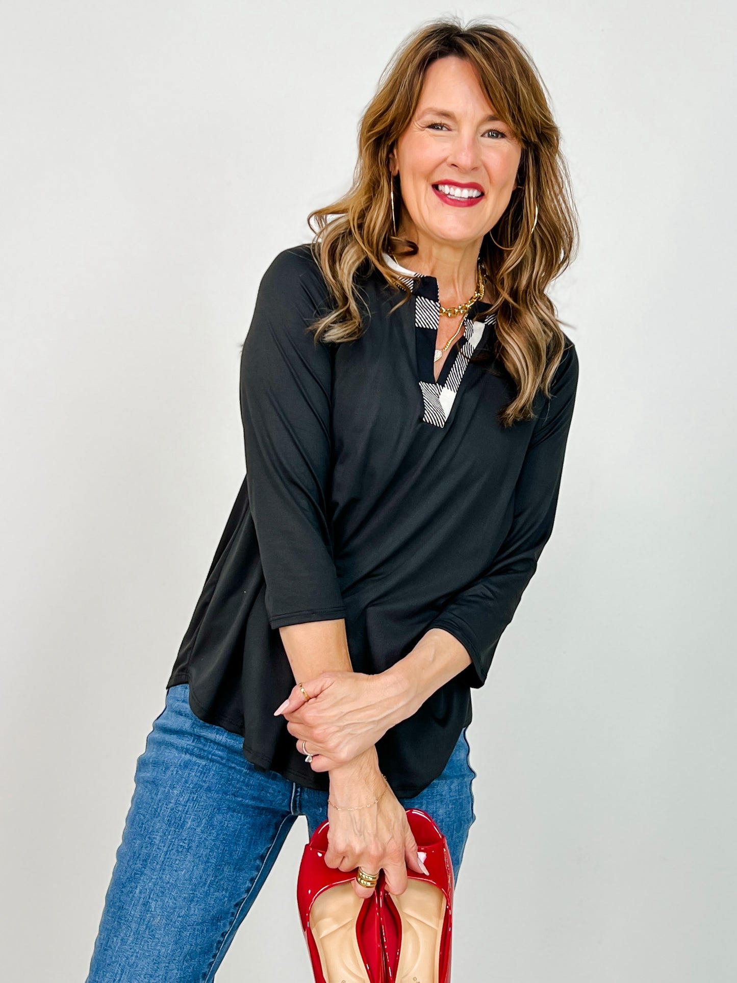 Gabby 3/4 Sleeve W/ Contrast