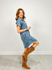 Frayed Hem Denim Shirt Dress