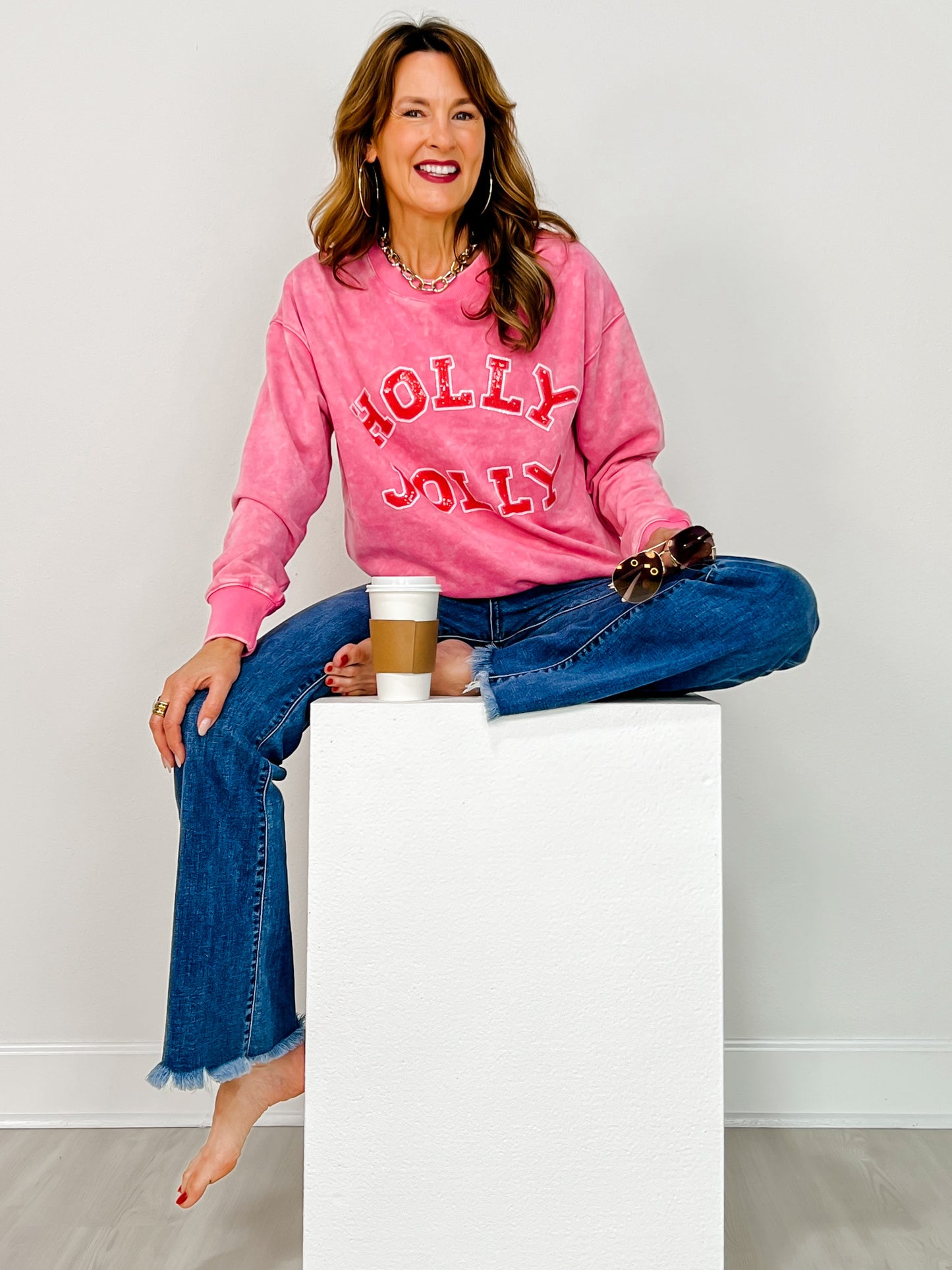 Holly Jolly Long Sleeve Solid Knit Top