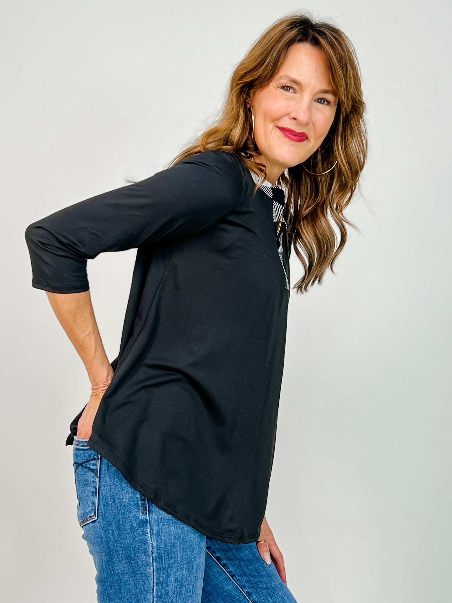 Gabby 3/4 Sleeve W/ Contrast