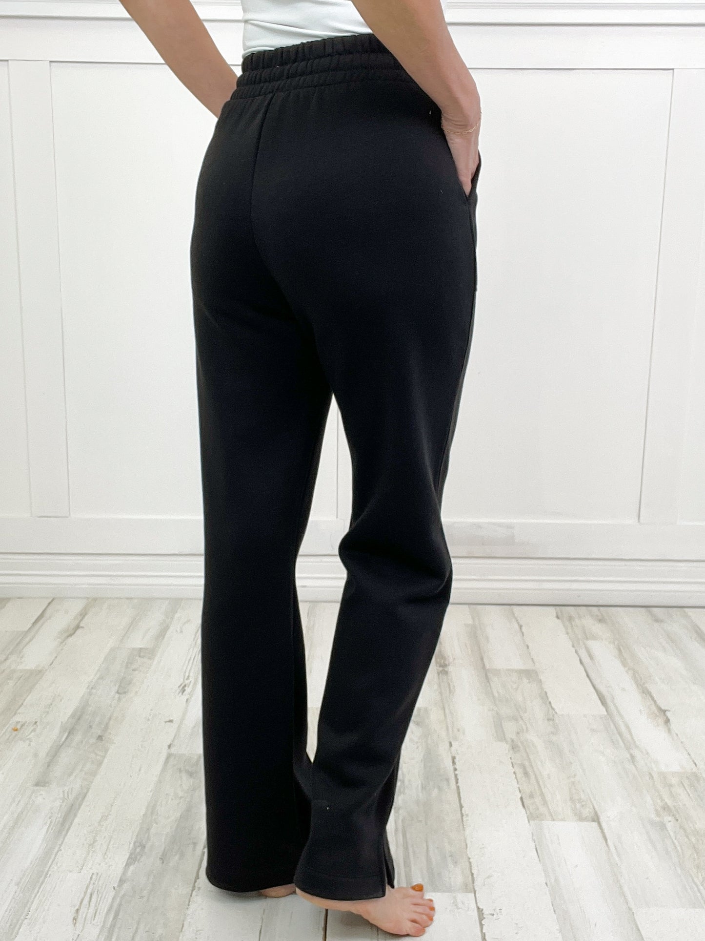 All Day French Terry Straight Leg Pant in Black