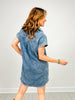 Frayed Hem Denim Shirt Dress