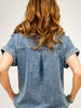 Frayed Hem Denim Shirt Dress