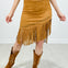 SUEDE FRINGE SKIRT WITH STUDS