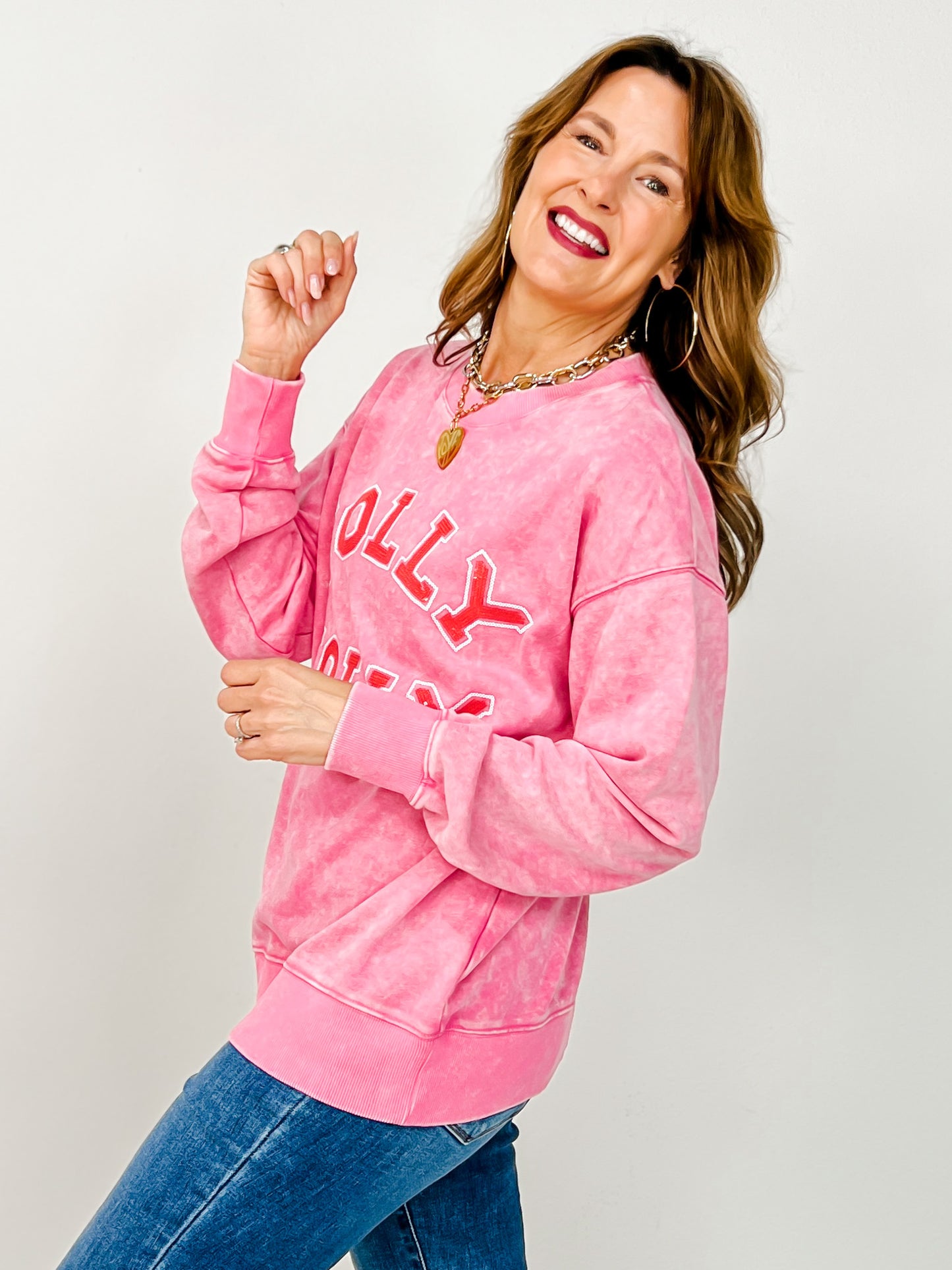 Holly Jolly Long Sleeve Solid Knit Top