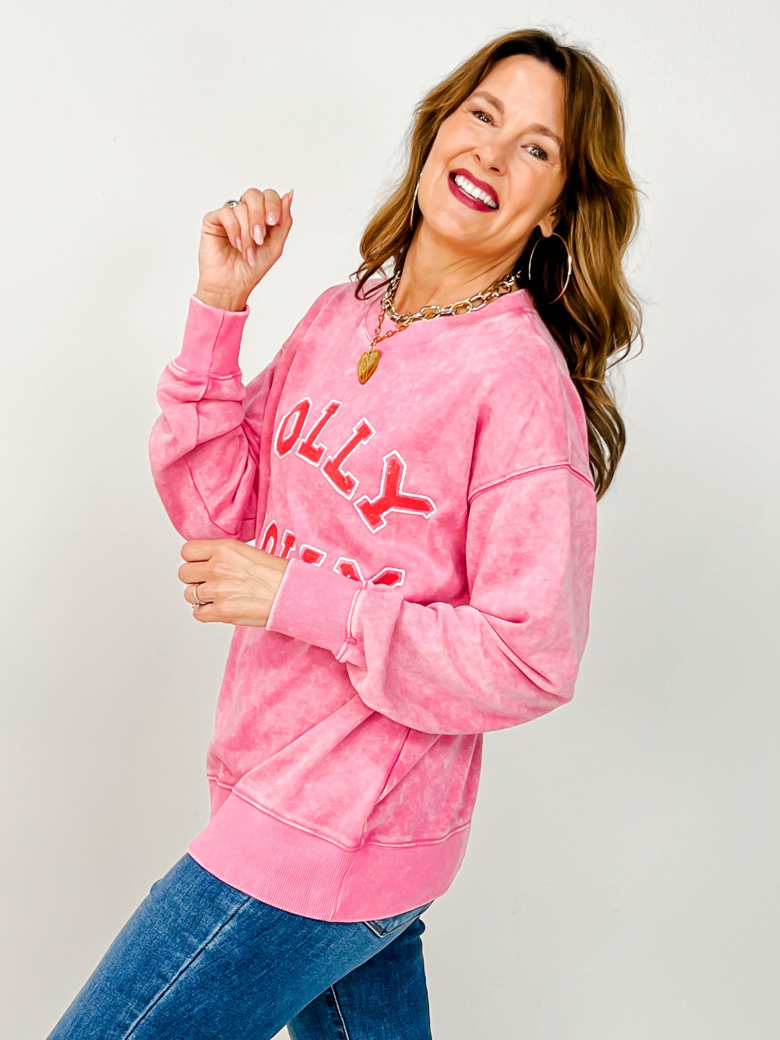 Holly Jolly Long Sleeve Solid Knit Top
