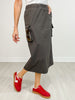 High Waisted Solid Woven Cargo Skirt