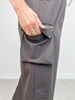 High Waisted Solid Woven Cargo Skirt