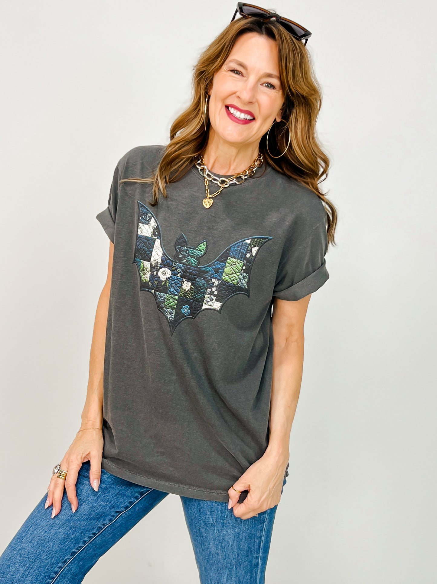 Patchwork Bat Graphic Tee