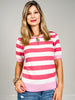 Bold Striped Crewneck Short Sleeve Sweater Top