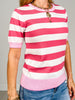 Bold Striped Crewneck Short Sleeve Sweater Top