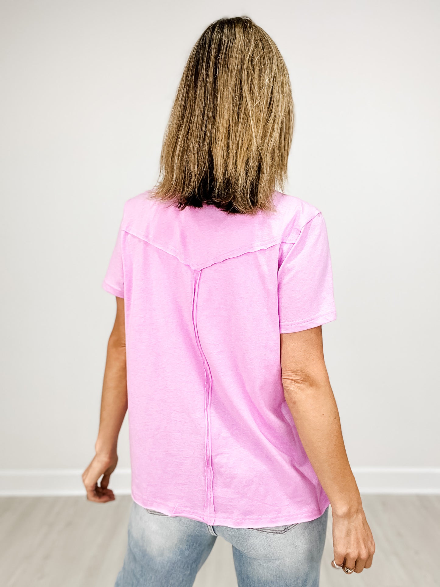 Cotton Slub Short Sleeve Top with Raw Edge Detail GRP B